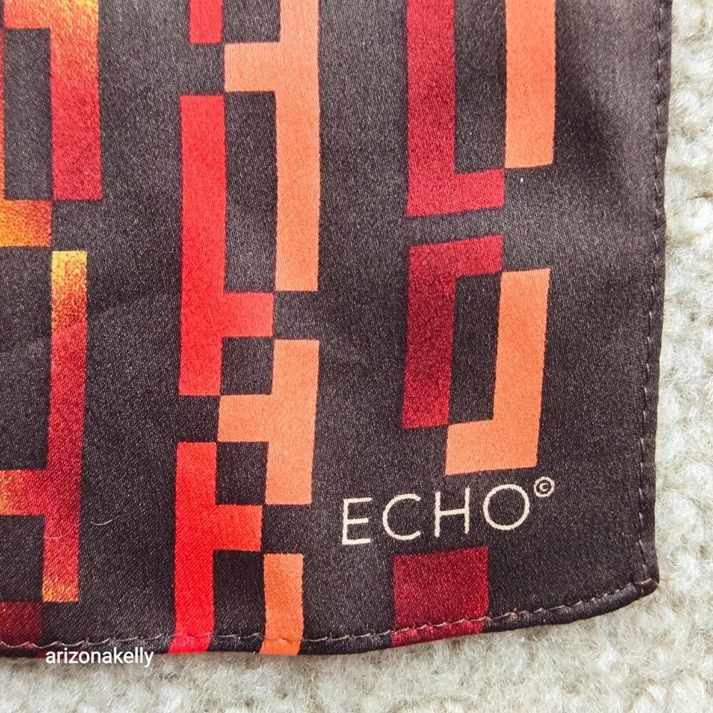 NWT Echo Silk Oblong Scarf Brown with Red, Orange, and Yellow Autumn Fall